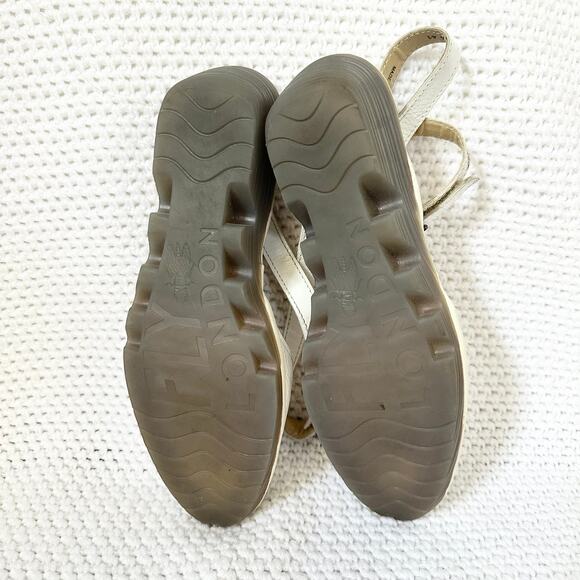 Fly London White Patent Upper Popa Wrap Ankle Peep Toe Low Wedge Sandals 41 - Picture 9 of 9